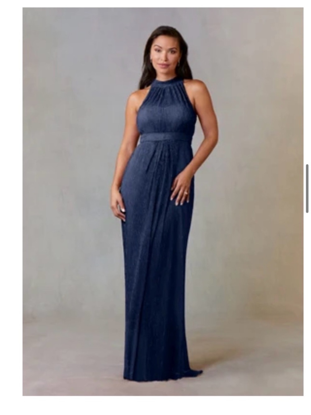 Azazie Sleeveless Evening Gown Navy